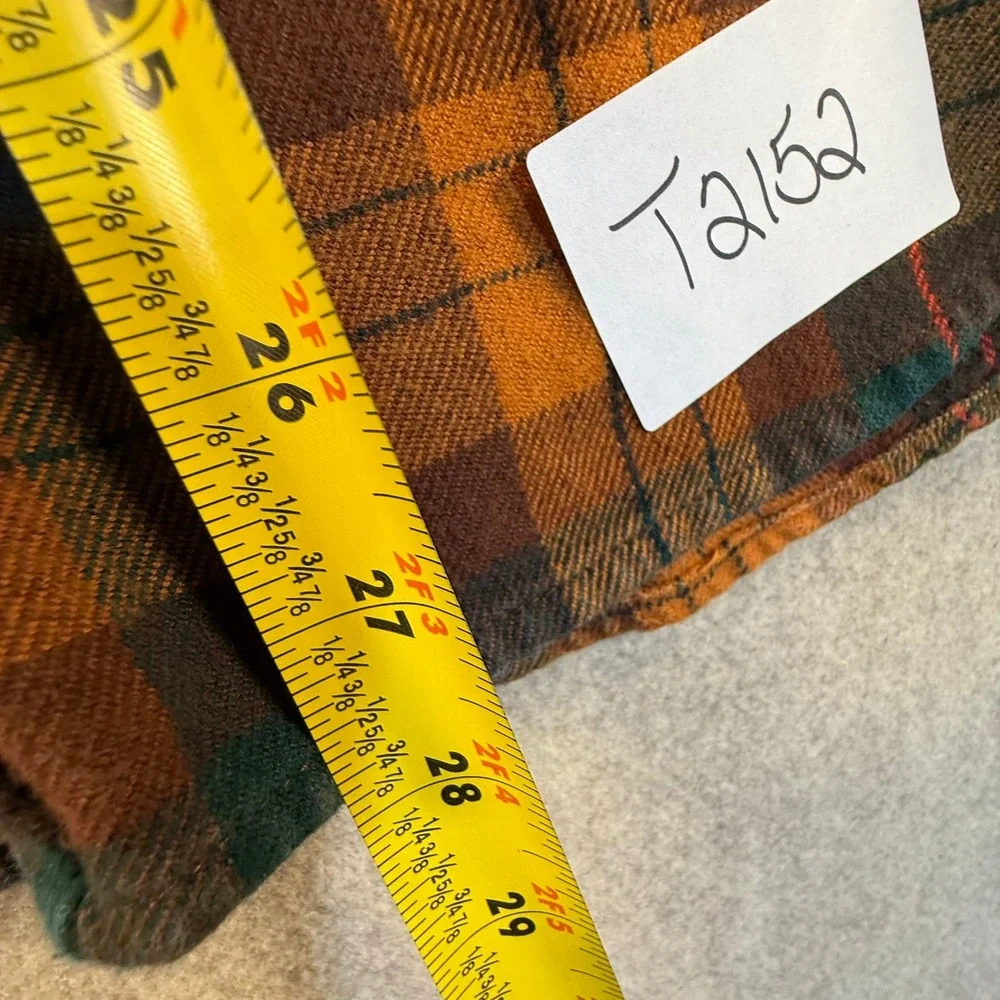 The North Face Mens Orange Green Plaid Flannel Button Down Shirt Medium